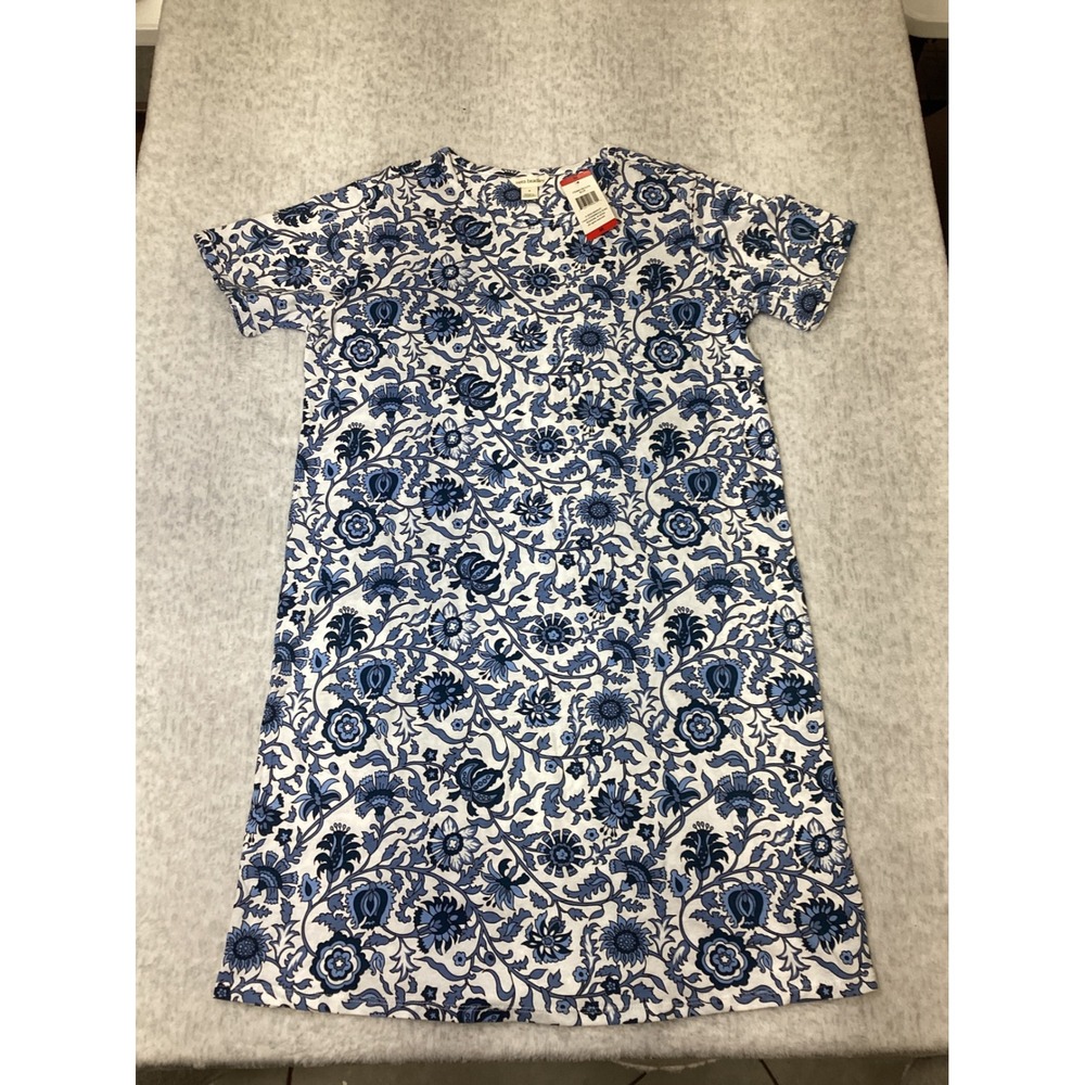 Vera Bradley Womens Blue White Floral Damask Cotton T-Shirt Dress Medium 1961676